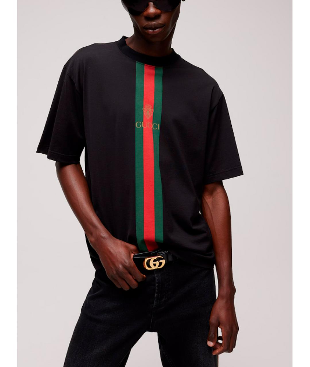 GUCCI Черная хлопковая футболка, фото 3