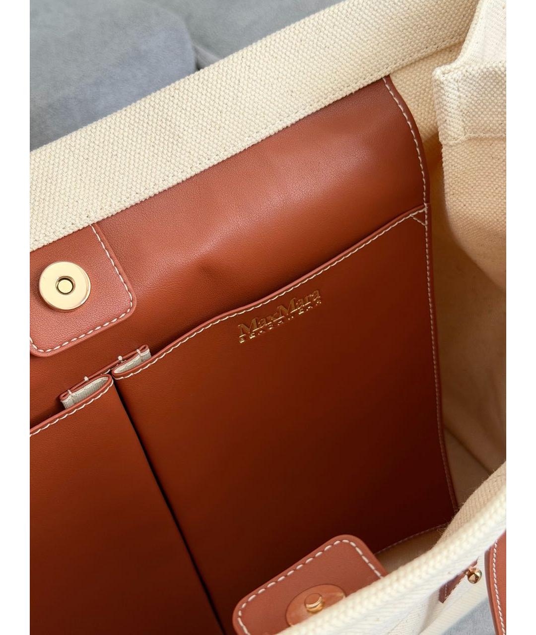 MAX MARA Бежевая тканевая сумка тоут, фото 7