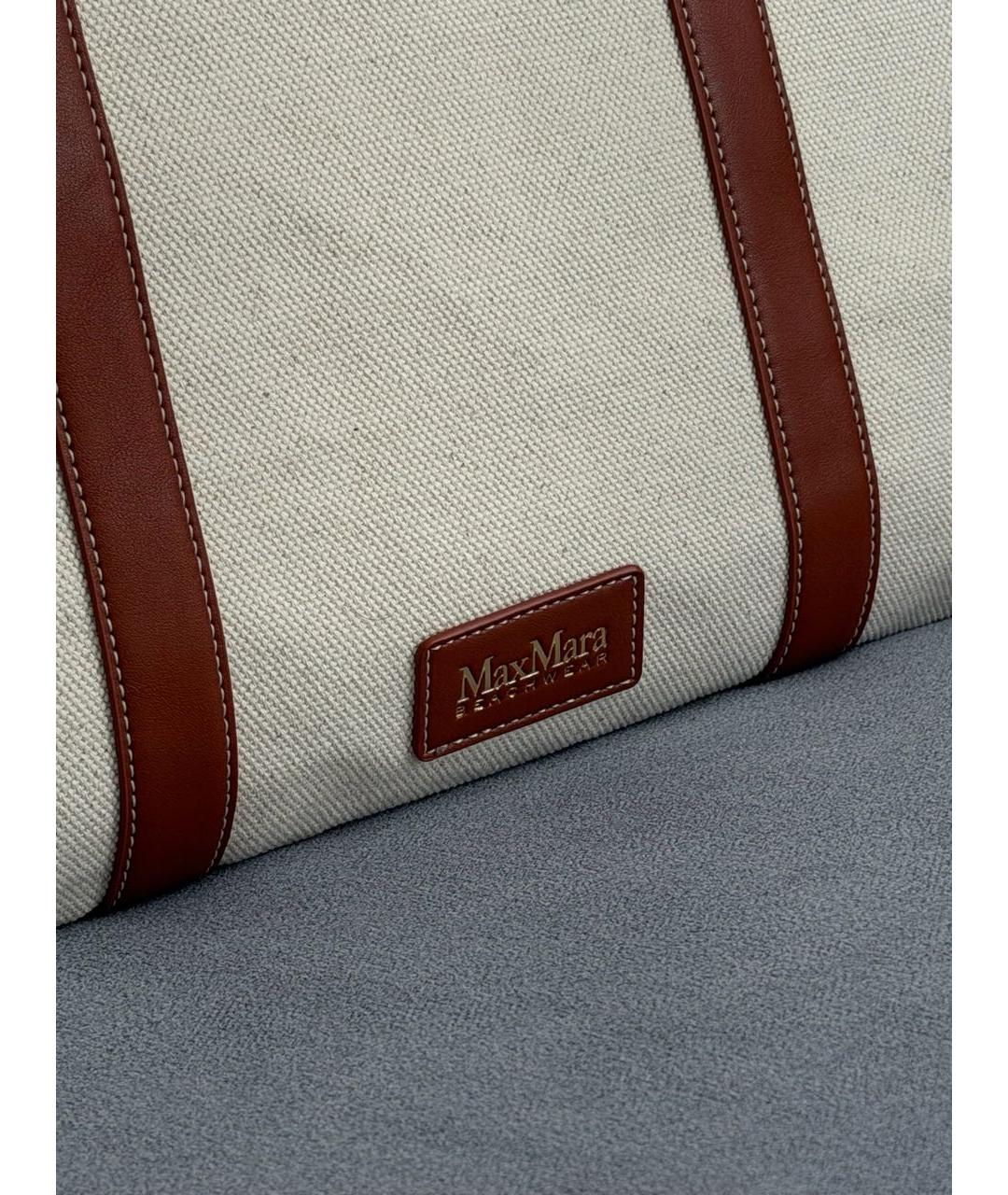 MAX MARA Бежевая тканевая сумка тоут, фото 4