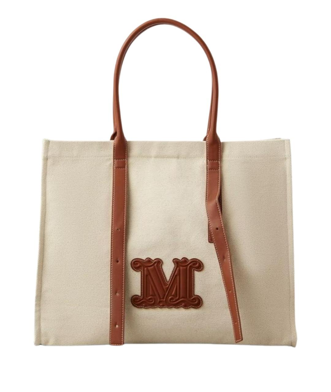 MAX MARA Бежевая тканевая сумка тоут, фото 1