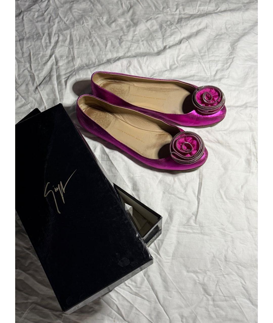 GIUSEPPE ZANOTTI DESIGN Фуксия кожаные балетки, фото 7