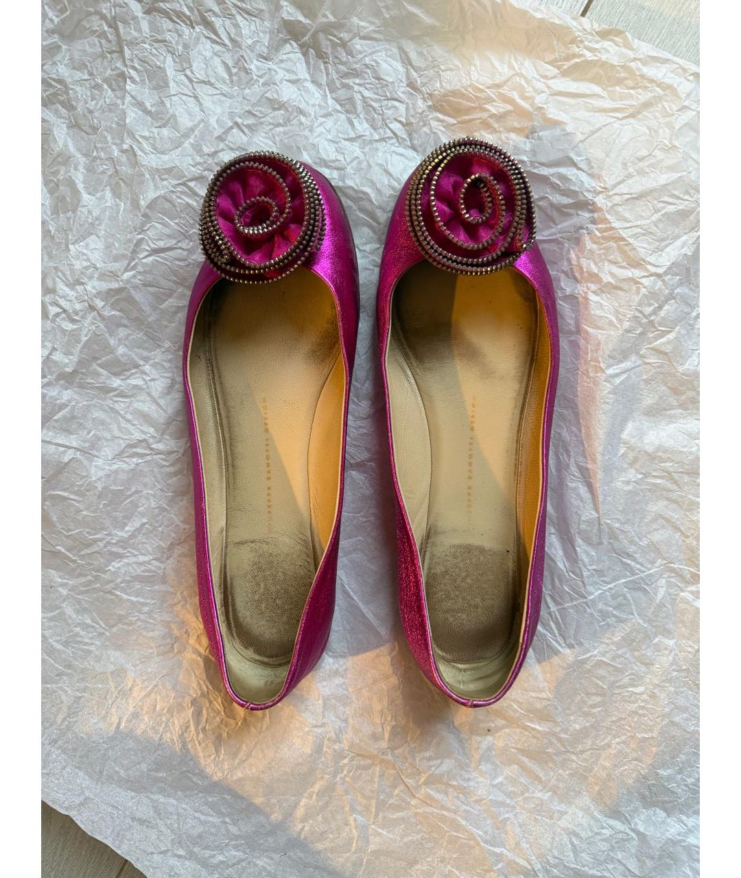 GIUSEPPE ZANOTTI DESIGN Фуксия кожаные балетки, фото 3