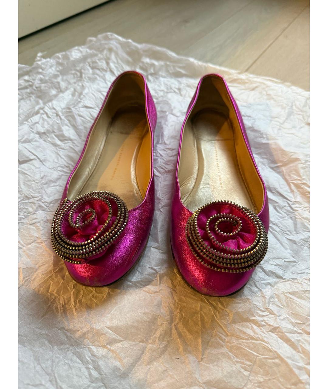 GIUSEPPE ZANOTTI DESIGN Фуксия кожаные балетки, фото 2