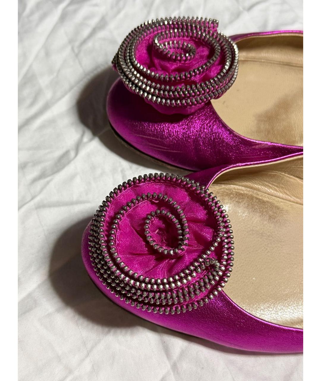 GIUSEPPE ZANOTTI DESIGN Фуксия кожаные балетки, фото 5