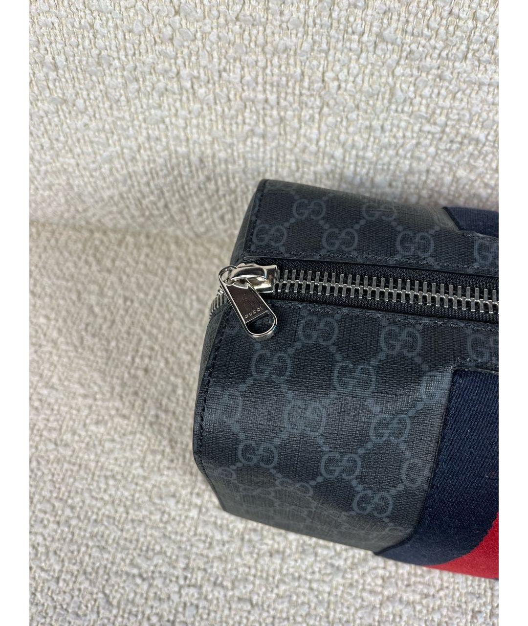 GUCCI Антрацитовая дорожная/спортивная сумка из канвы, фото 8