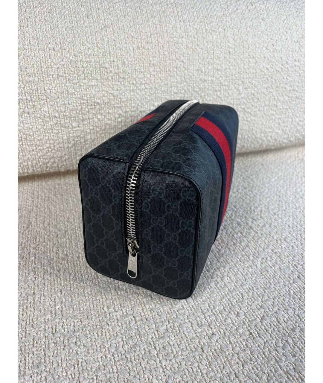 GUCCI Антрацитовая дорожная/спортивная сумка из канвы, фото 6