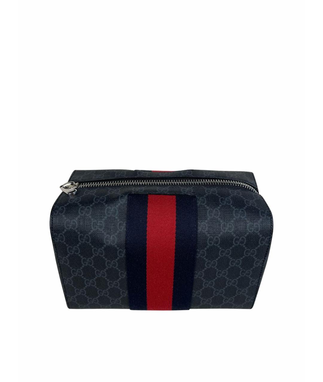 GUCCI Антрацитовая дорожная/спортивная сумка из канвы, фото 1