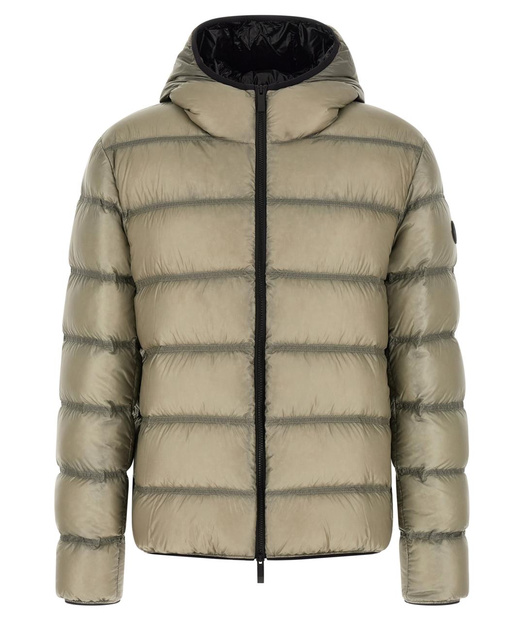 MONCLER Бежевый полиамидовый пуховик, фото 1