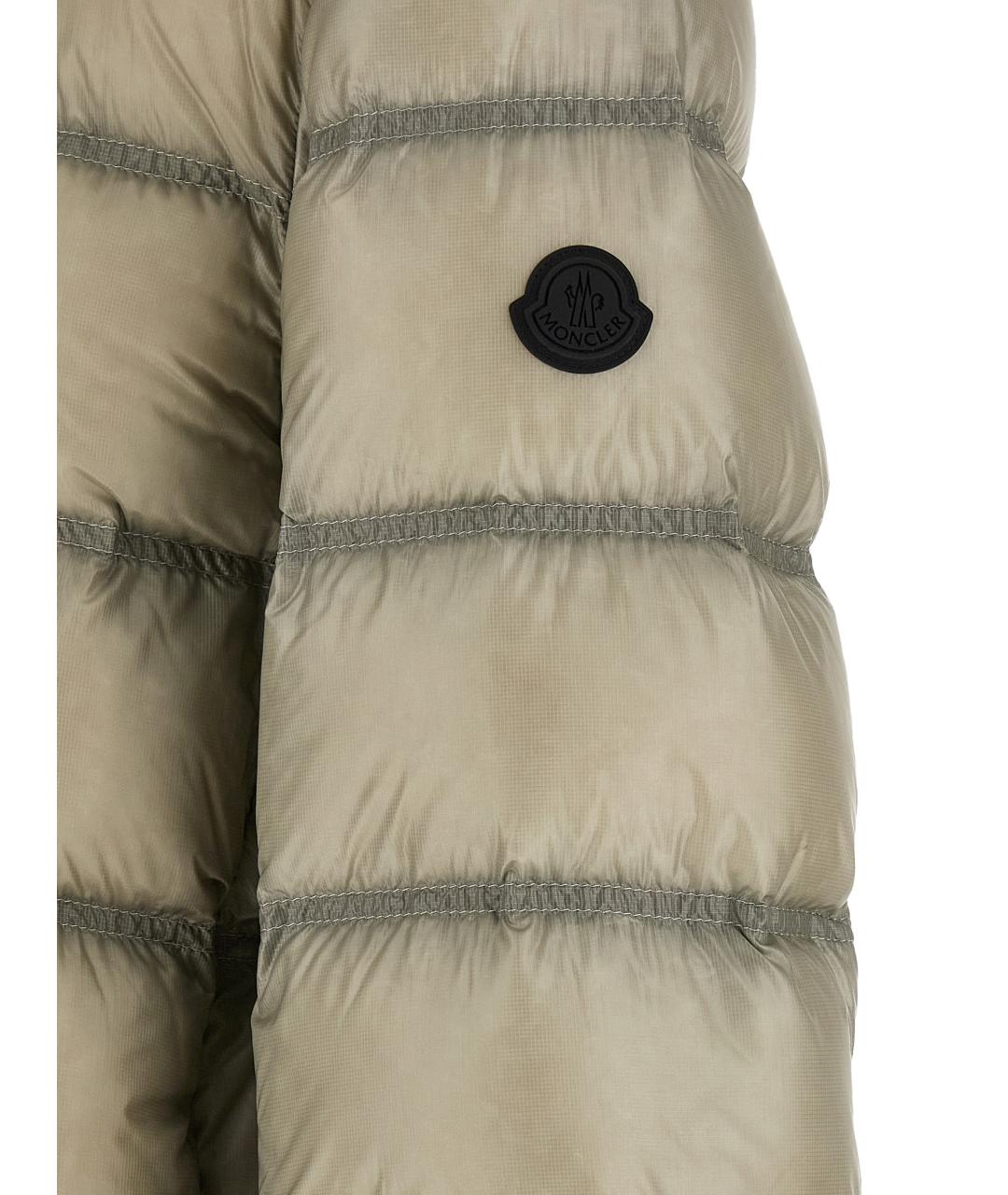 MONCLER Бежевый полиамидовый пуховик, фото 5