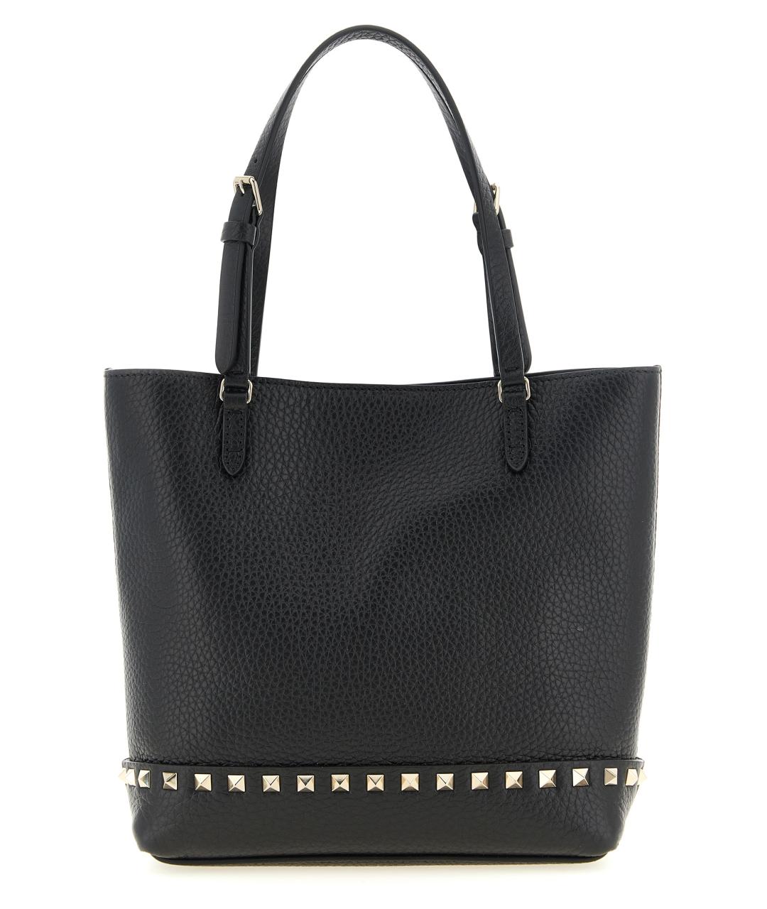 VALENTINO Черная кожаная сумка тоут, фото 1