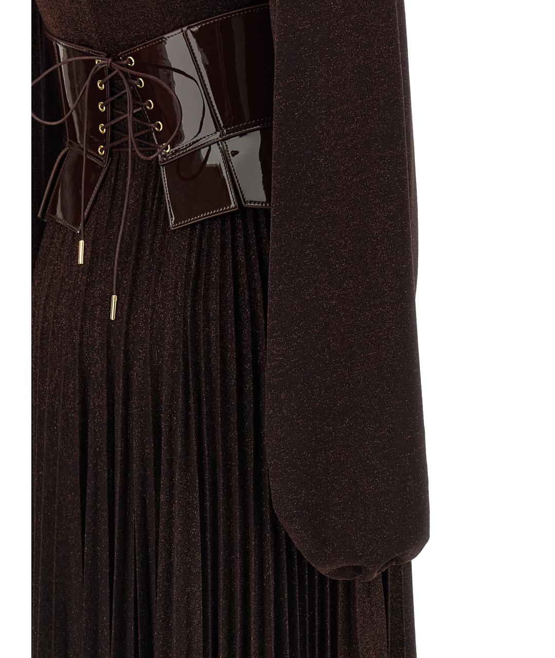 ELISABETTA FRANCHI Коричневое вискозное вечернее платье, фото 4
