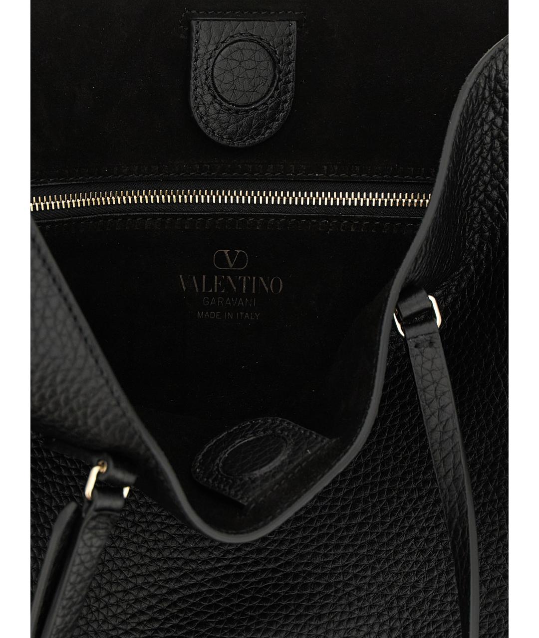 VALENTINO Черная кожаная сумка тоут, фото 4
