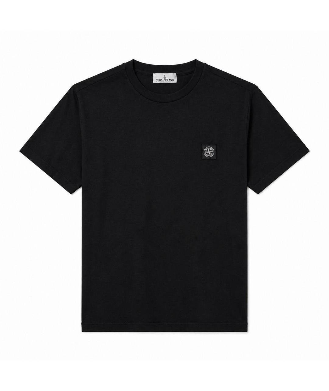 STONE ISLAND Черная хлопковая футболка, фото 1