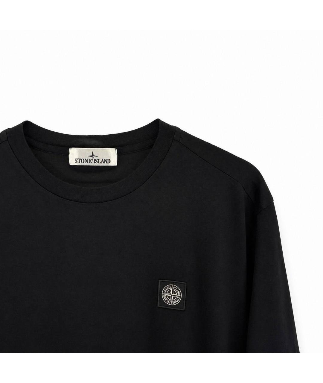 STONE ISLAND Черная хлопковая футболка, фото 2