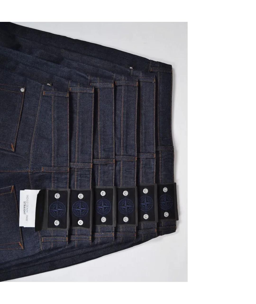 STONE ISLAND Темно-синие хлопковые прямые джинсы, фото 4