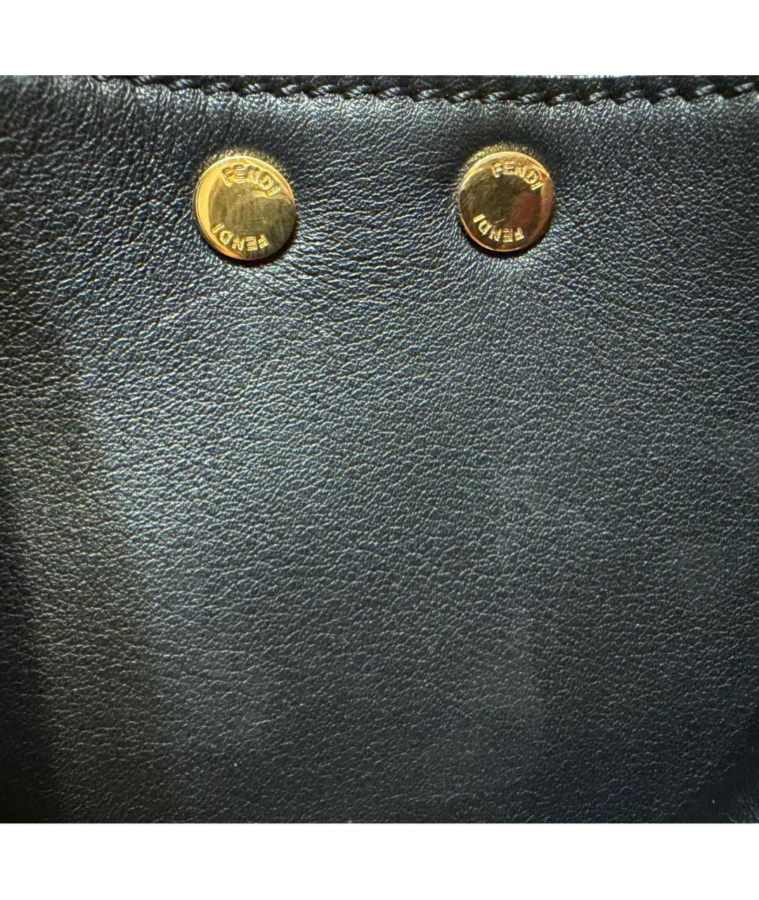 FENDI Темно-синяя кожаная сумка тоут, фото 7