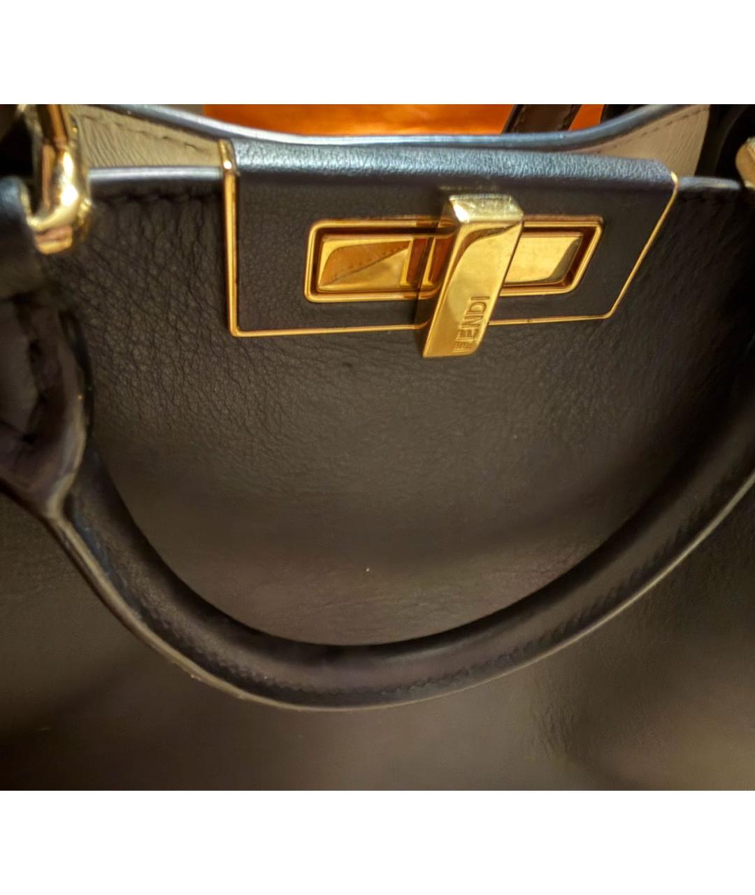 FENDI Темно-синяя кожаная сумка тоут, фото 6