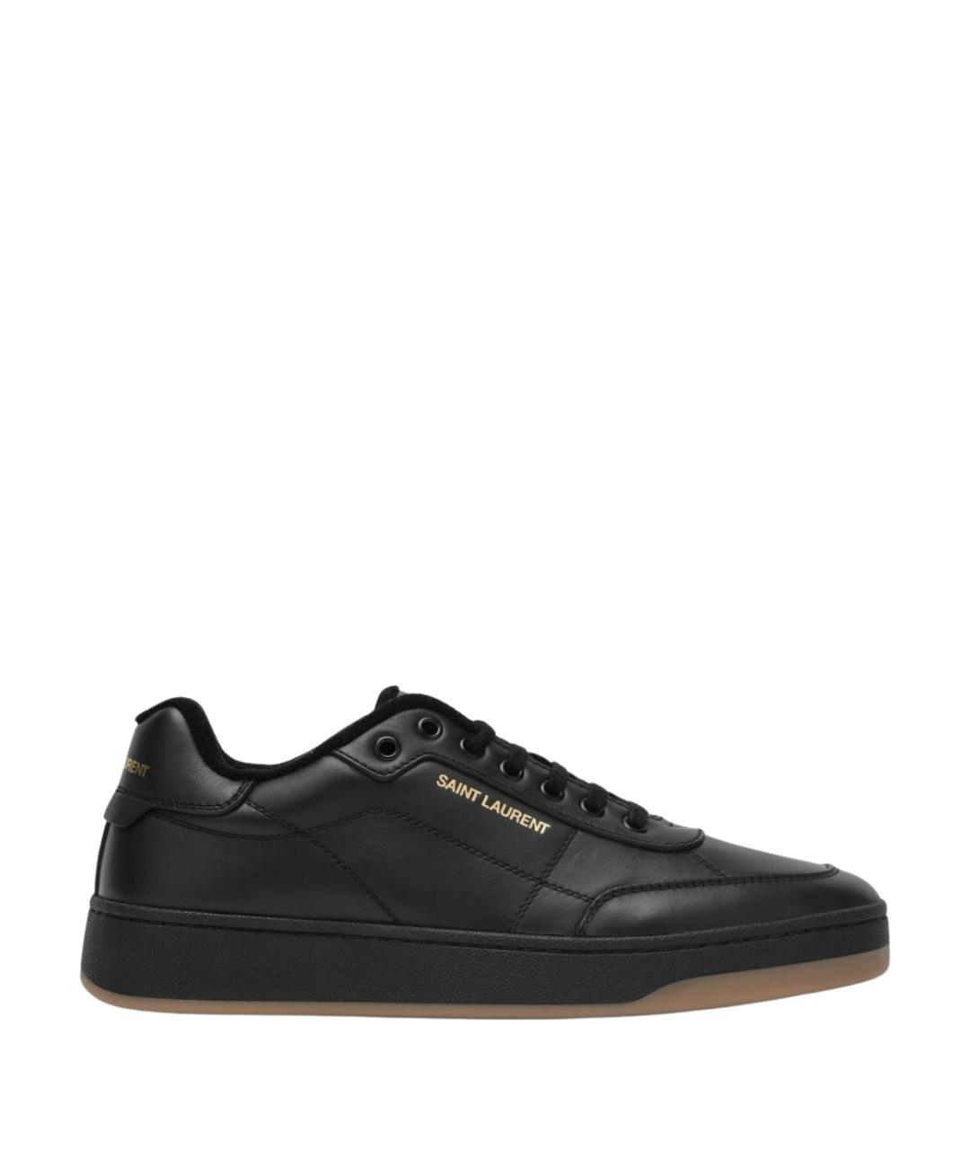 SAINT LAURENT Черные кожаные низкие кроссовки / кеды, фото 1