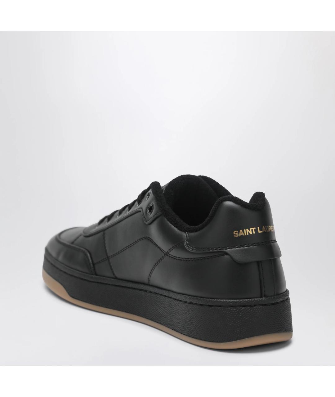 SAINT LAURENT Черные кожаные низкие кроссовки / кеды, фото 2