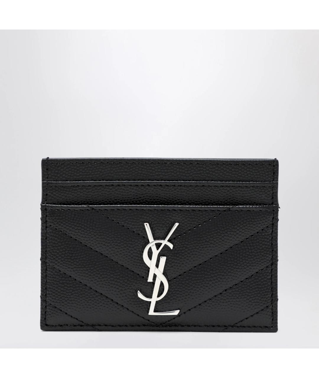 SAINT LAURENT Черный кожаный кардхолдер, фото 3