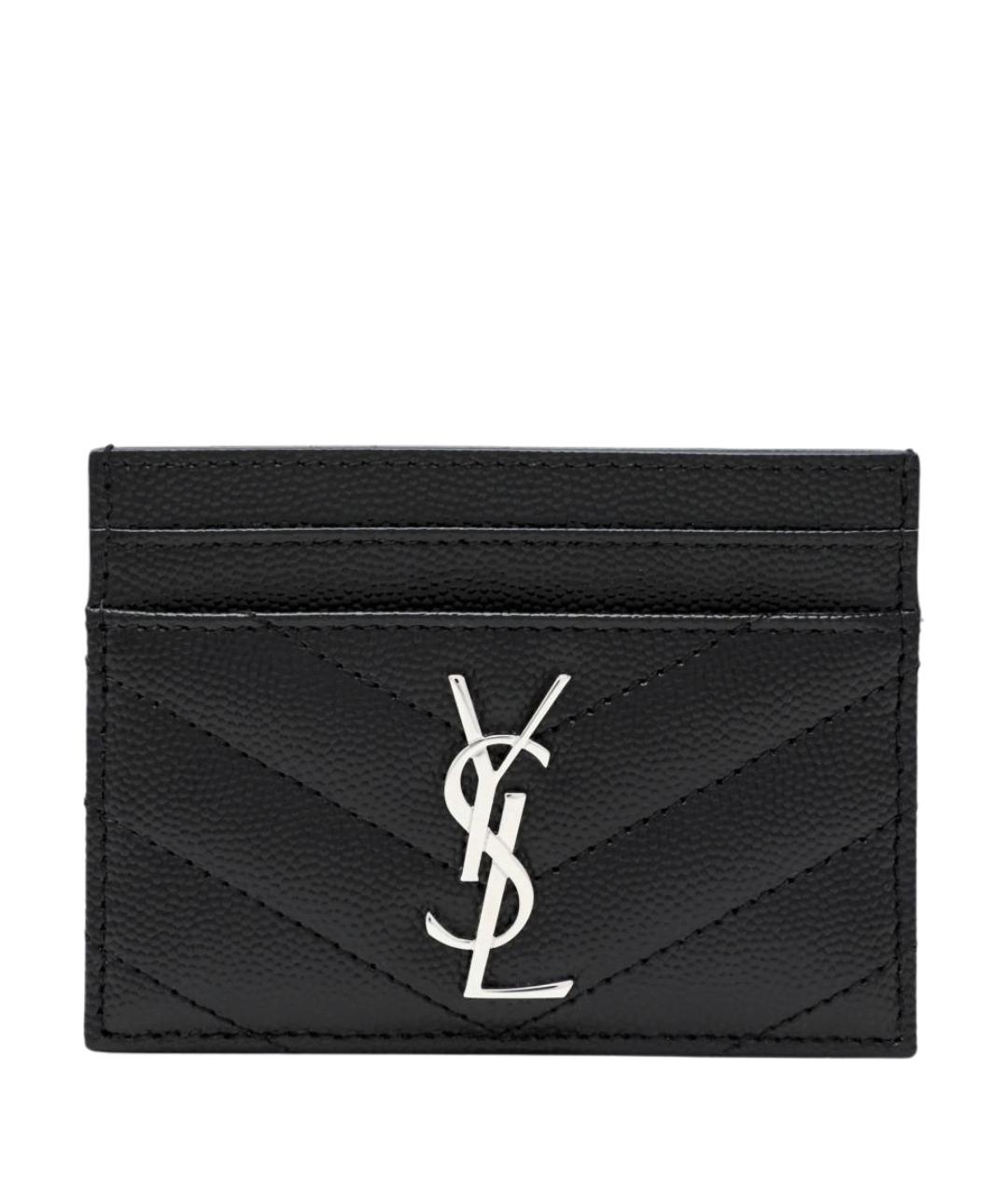 SAINT LAURENT Черный кожаный кардхолдер, фото 1
