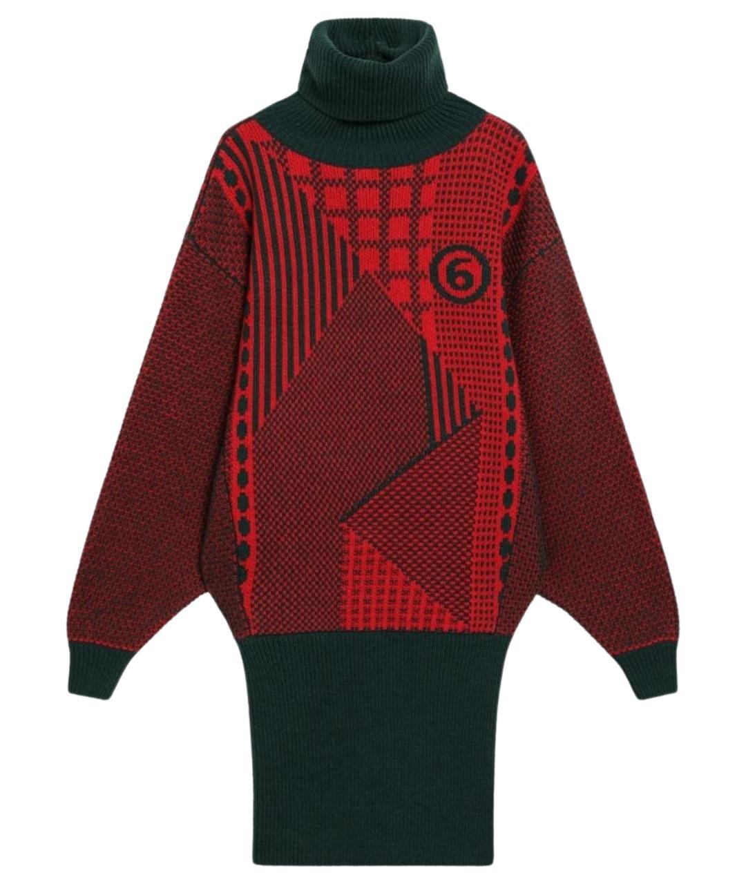MM6 MAISON MARGIELA Красное шерстяное повседневное платье, фото 1
