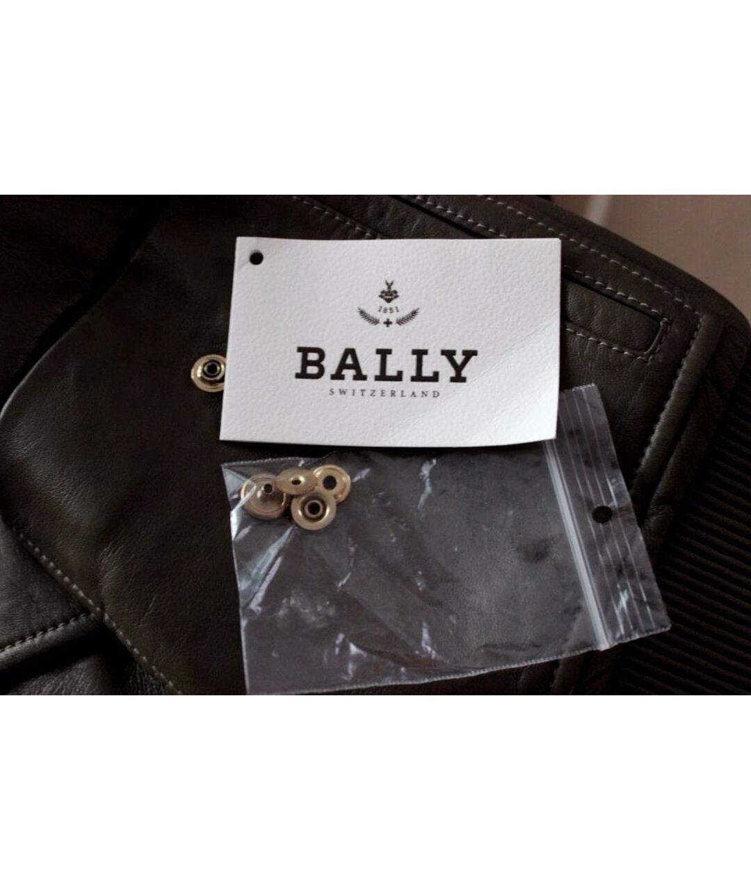 BALLY Хаки кожаная куртка, фото 9