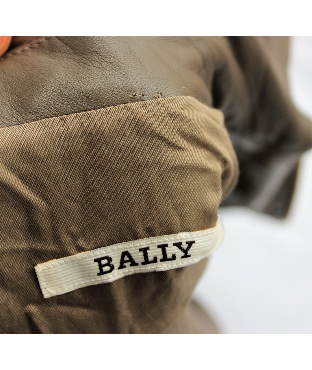 BALLY Хаки кожаная куртка, фото 7