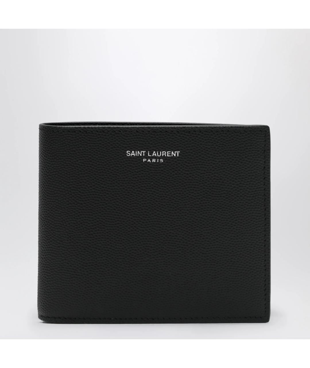 SAINT LAURENT Черный кожаный кошелек, фото 3
