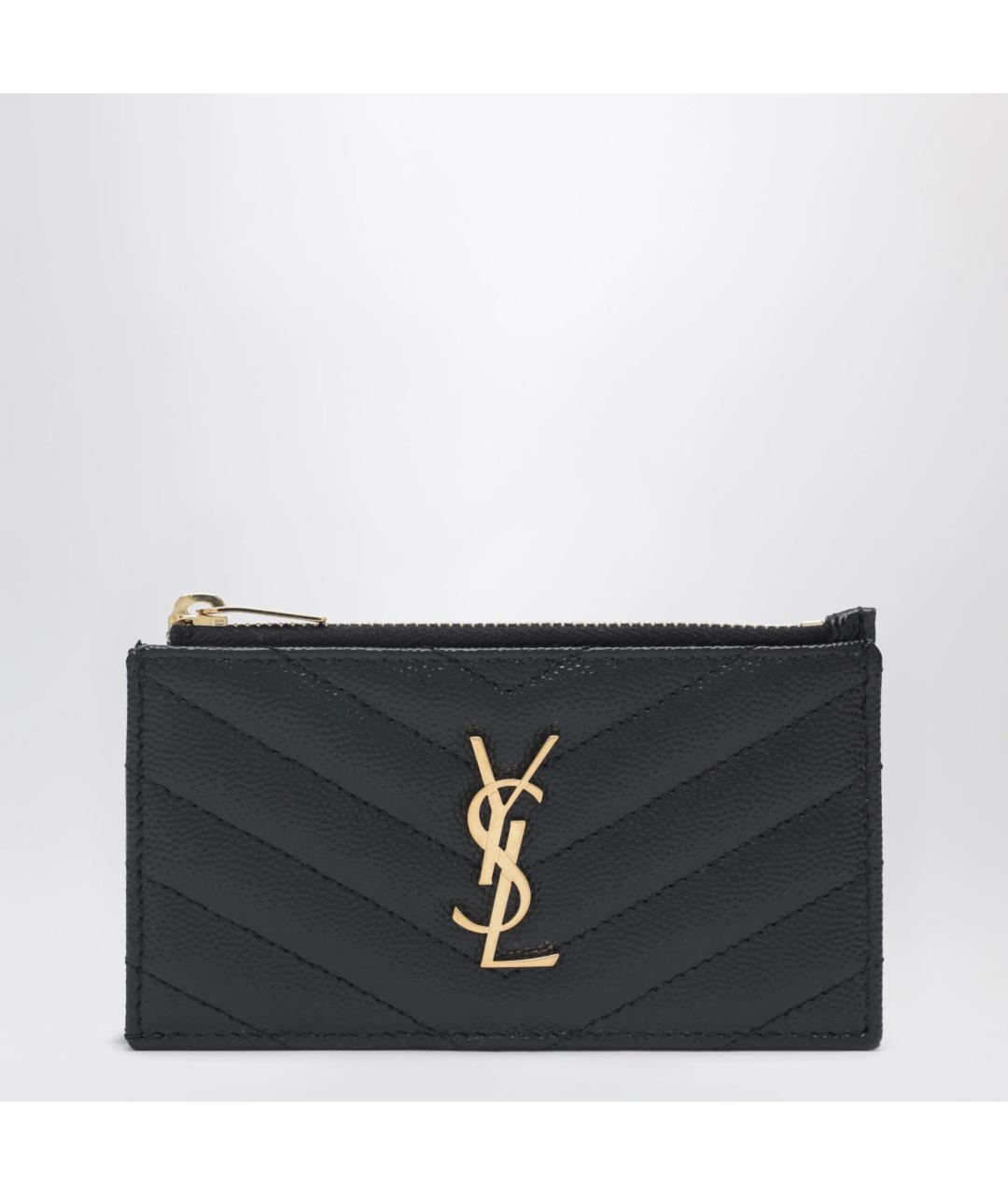 SAINT LAURENT Черный кожаный кардхолдер, фото 3