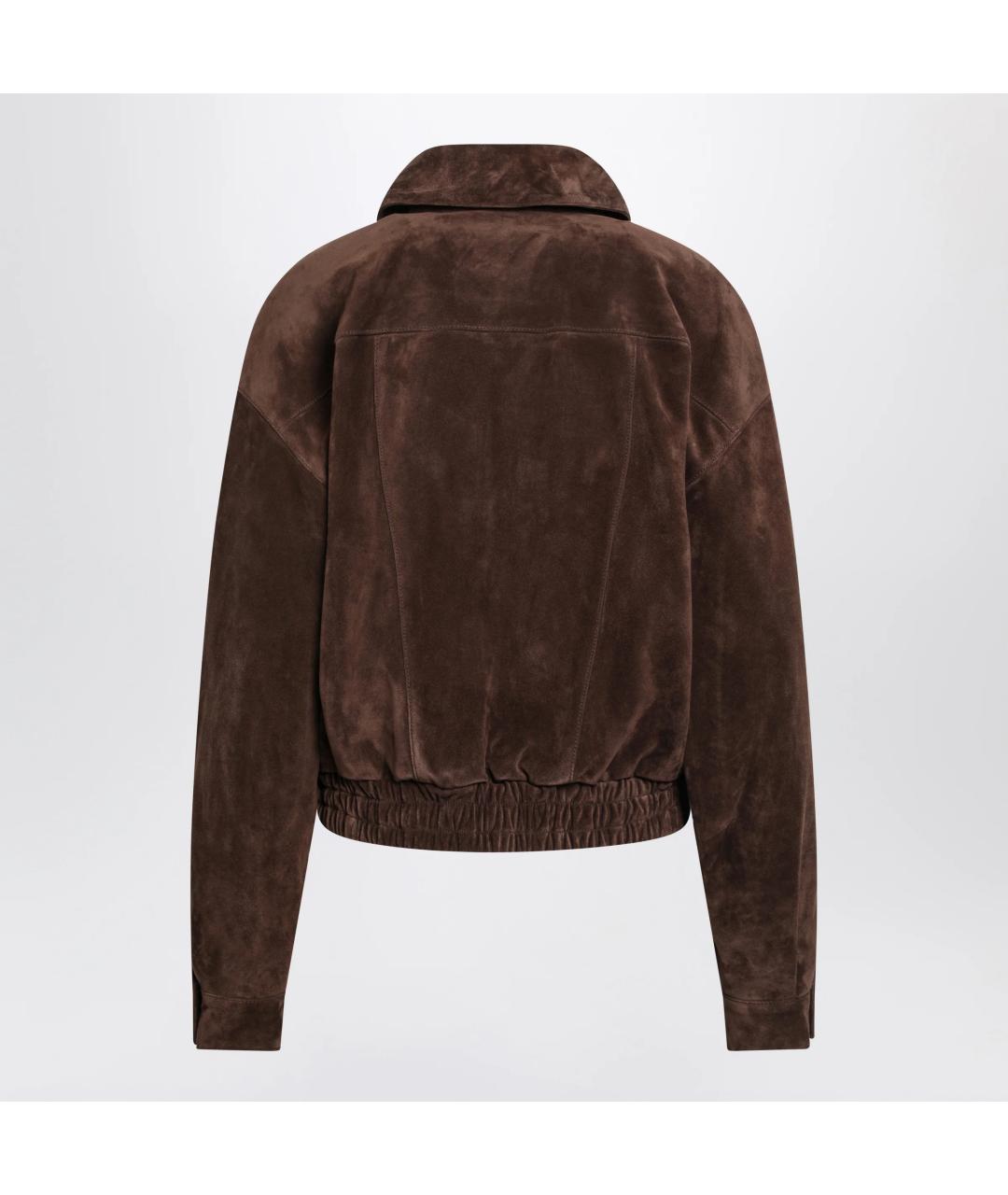 SAINT LAURENT Коричневая кожаная куртка, фото 2