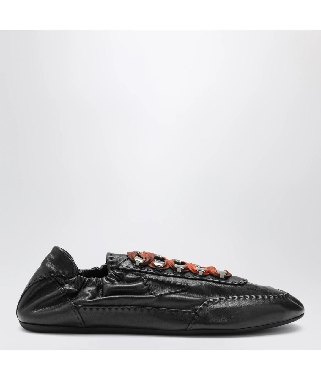 PRADA Черные кожаные низкие кроссовки / кеды, фото 3