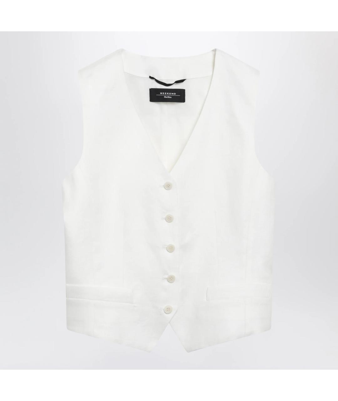 WEEKEND MAX MARA Белая льняная жилетка, фото 3