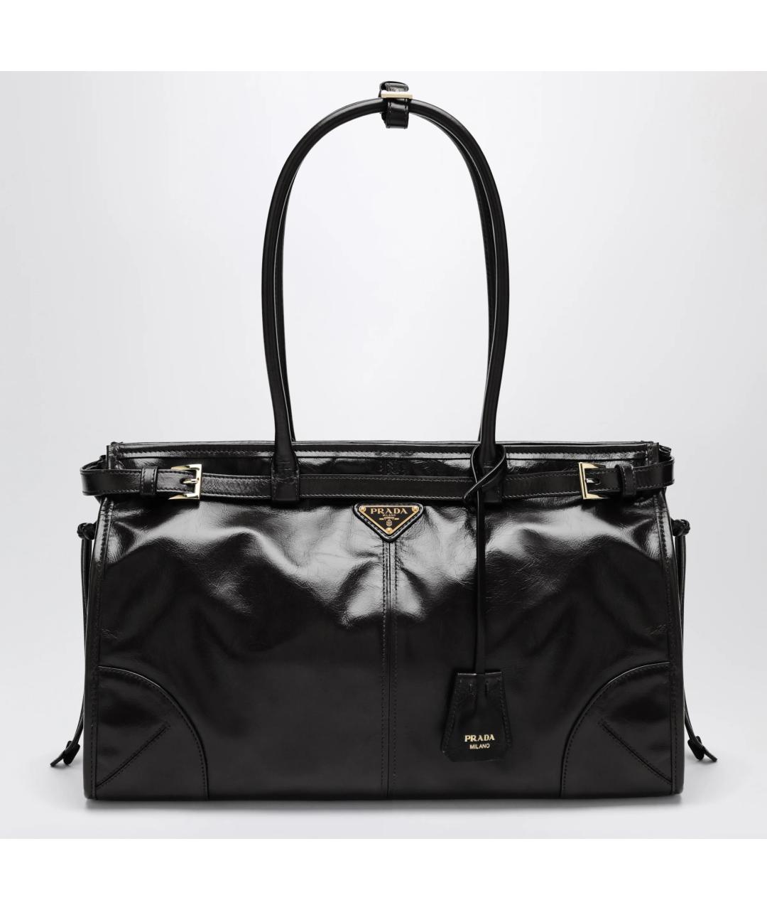 PRADA Черная кожаная сумка тоут, фото 3