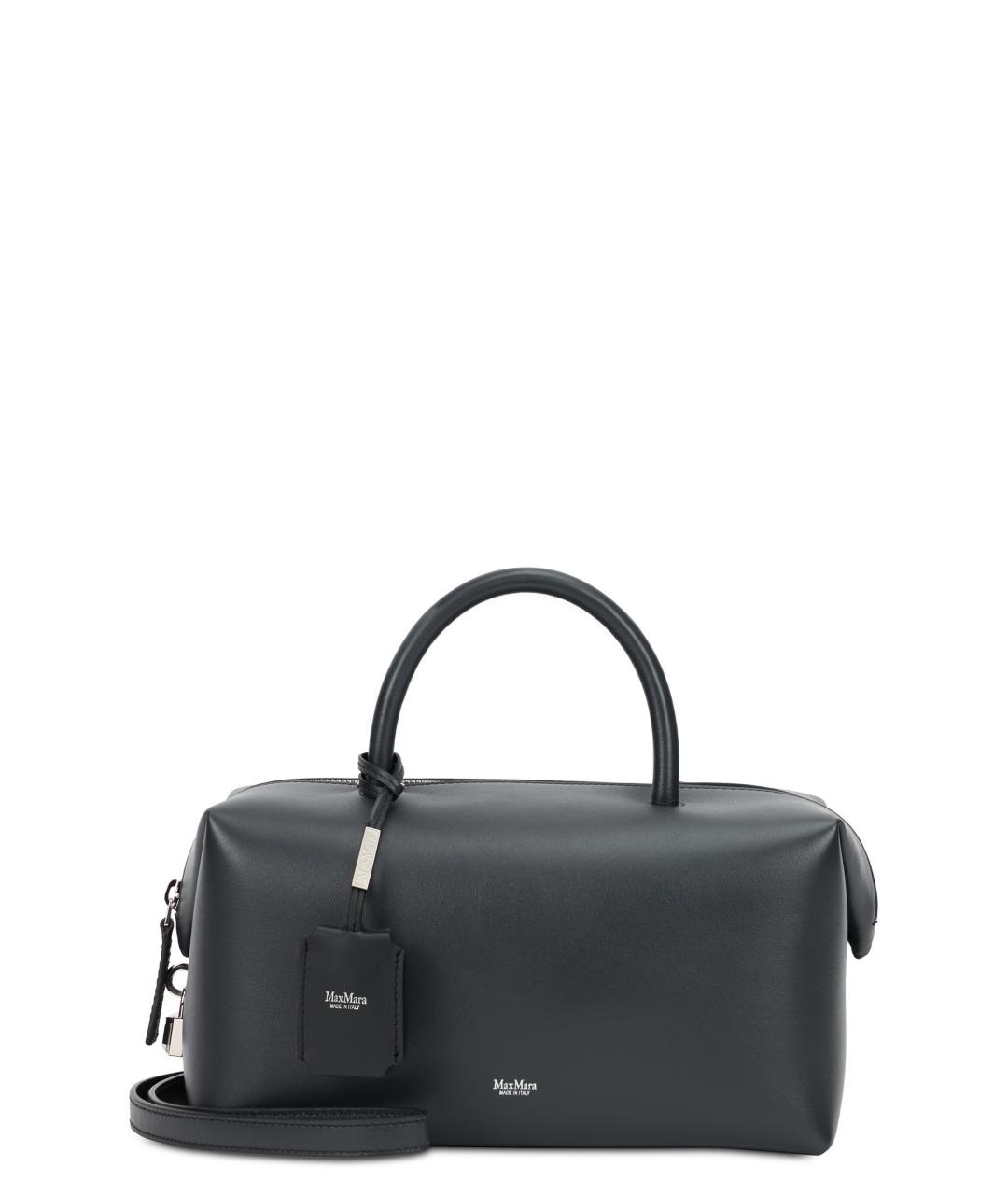 MAX MARA Черная кожаная сумка с короткими ручками, фото 1