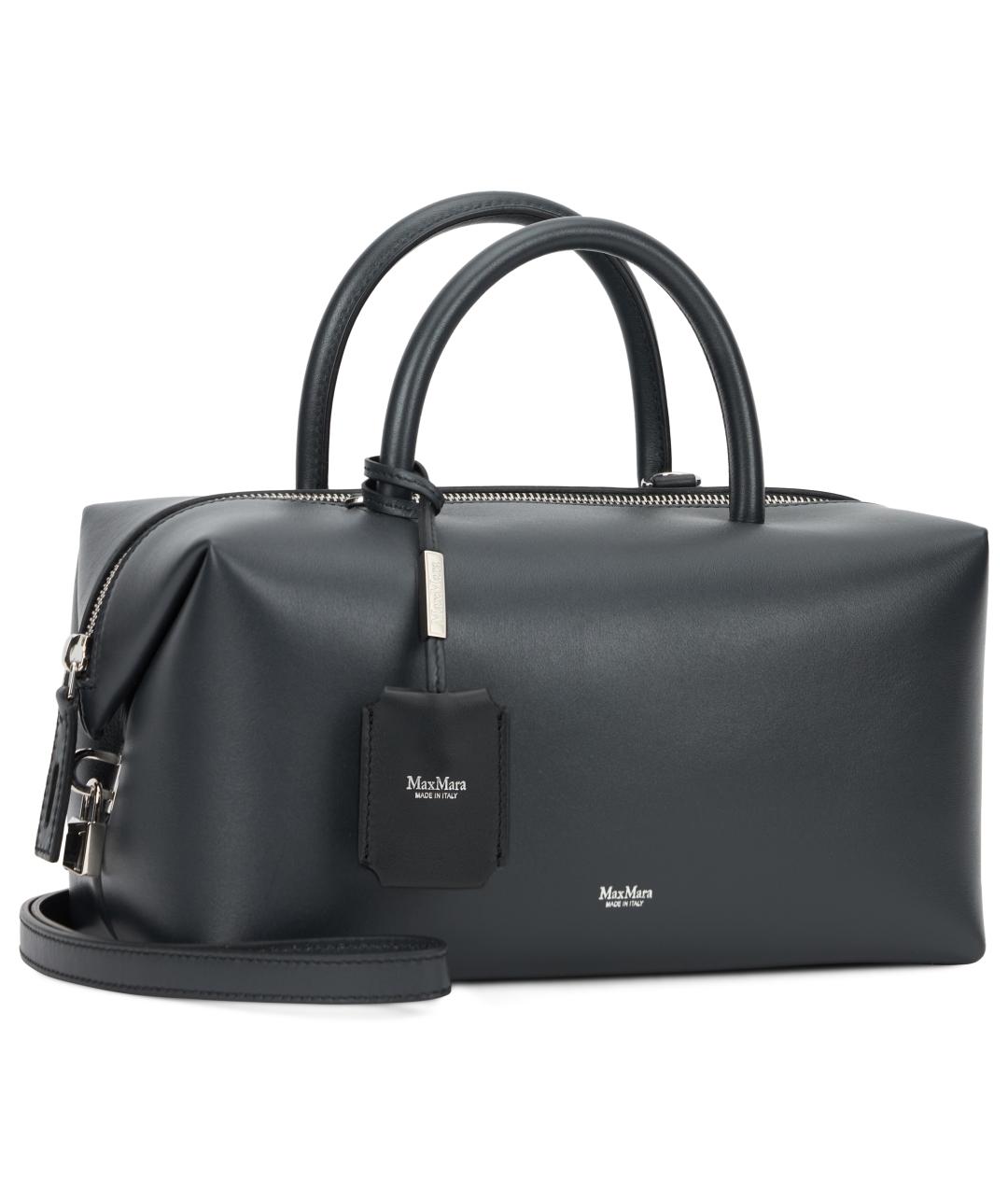 MAX MARA Черная кожаная сумка с короткими ручками, фото 3