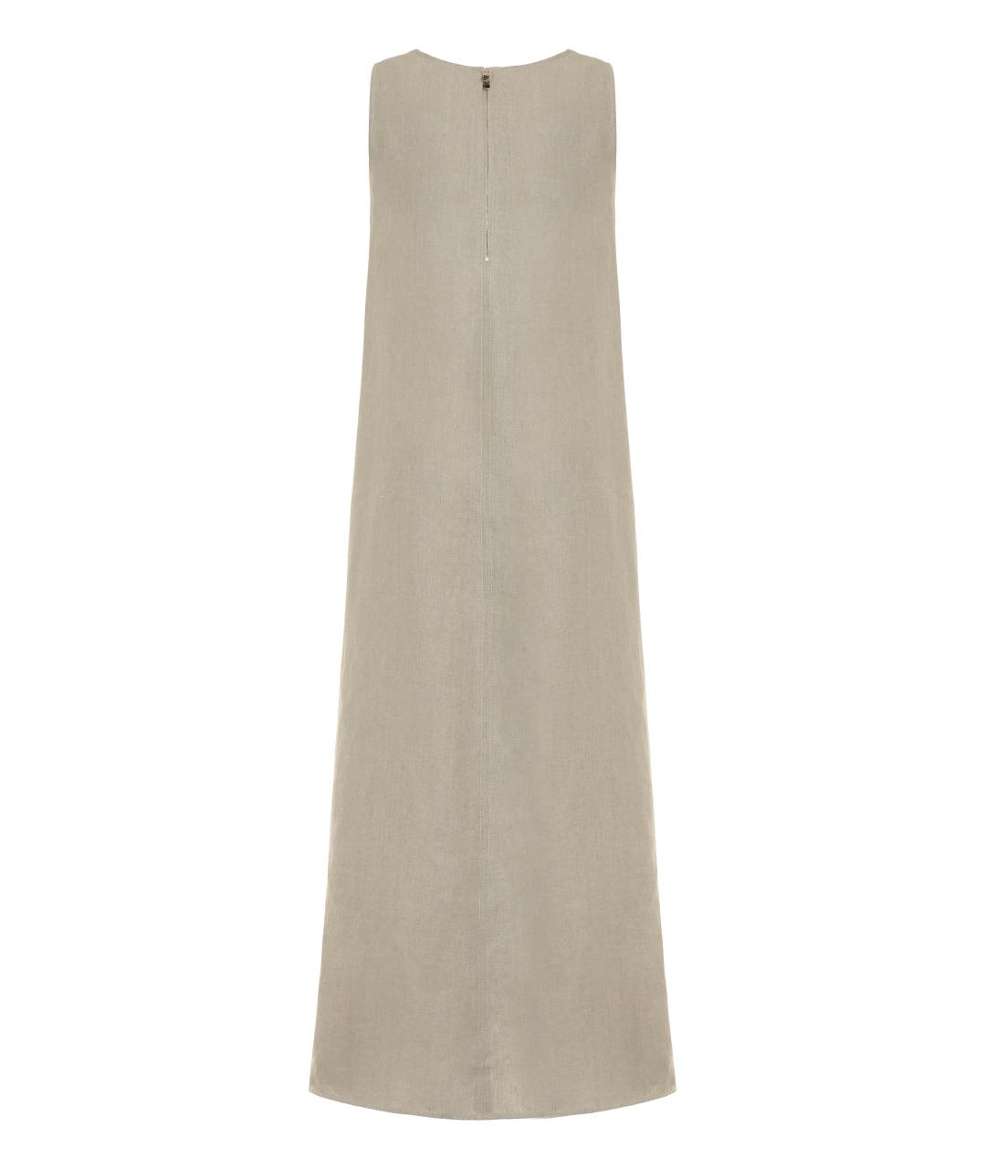 MAX MARA Бежевое льняное повседневное платье, фото 2