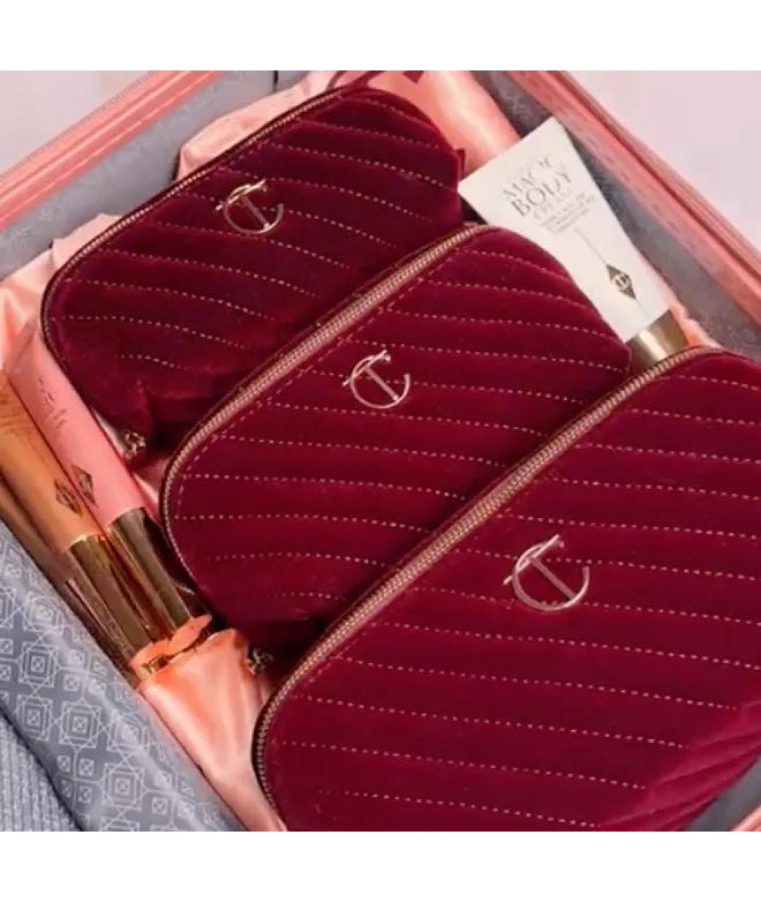 CHARLOTTE TILBURY Бордовая тканевая косметичка, фото 6