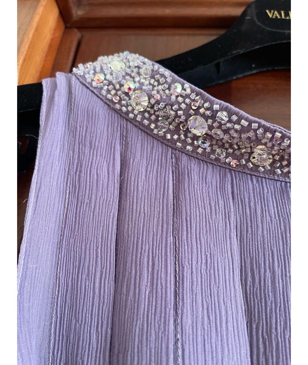 BLUMARINE Фиолетовое шифоновое вечернее платье, фото 4