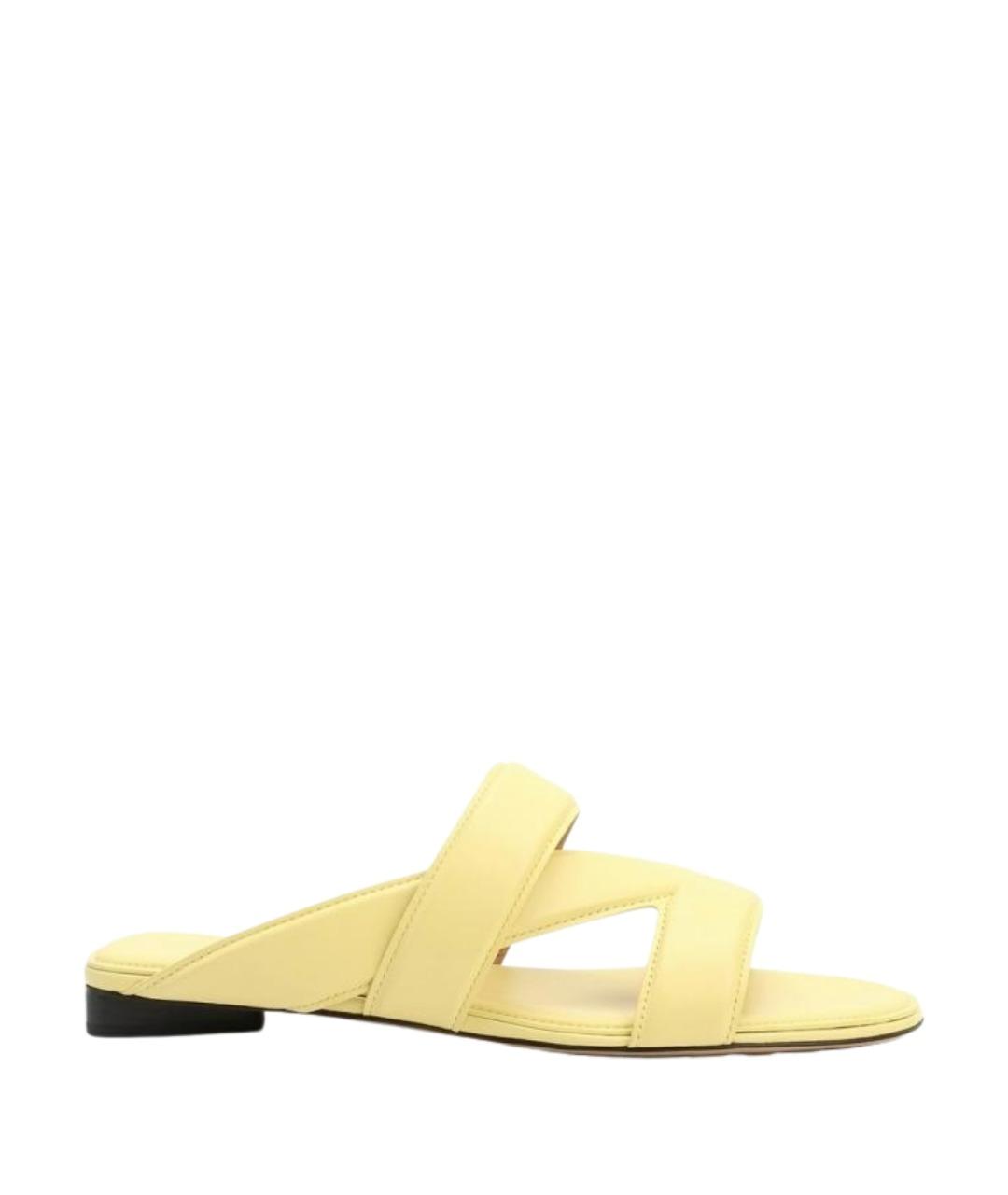 BOTTEGA VENETA Желтые кожаные шлепанцы, фото 1