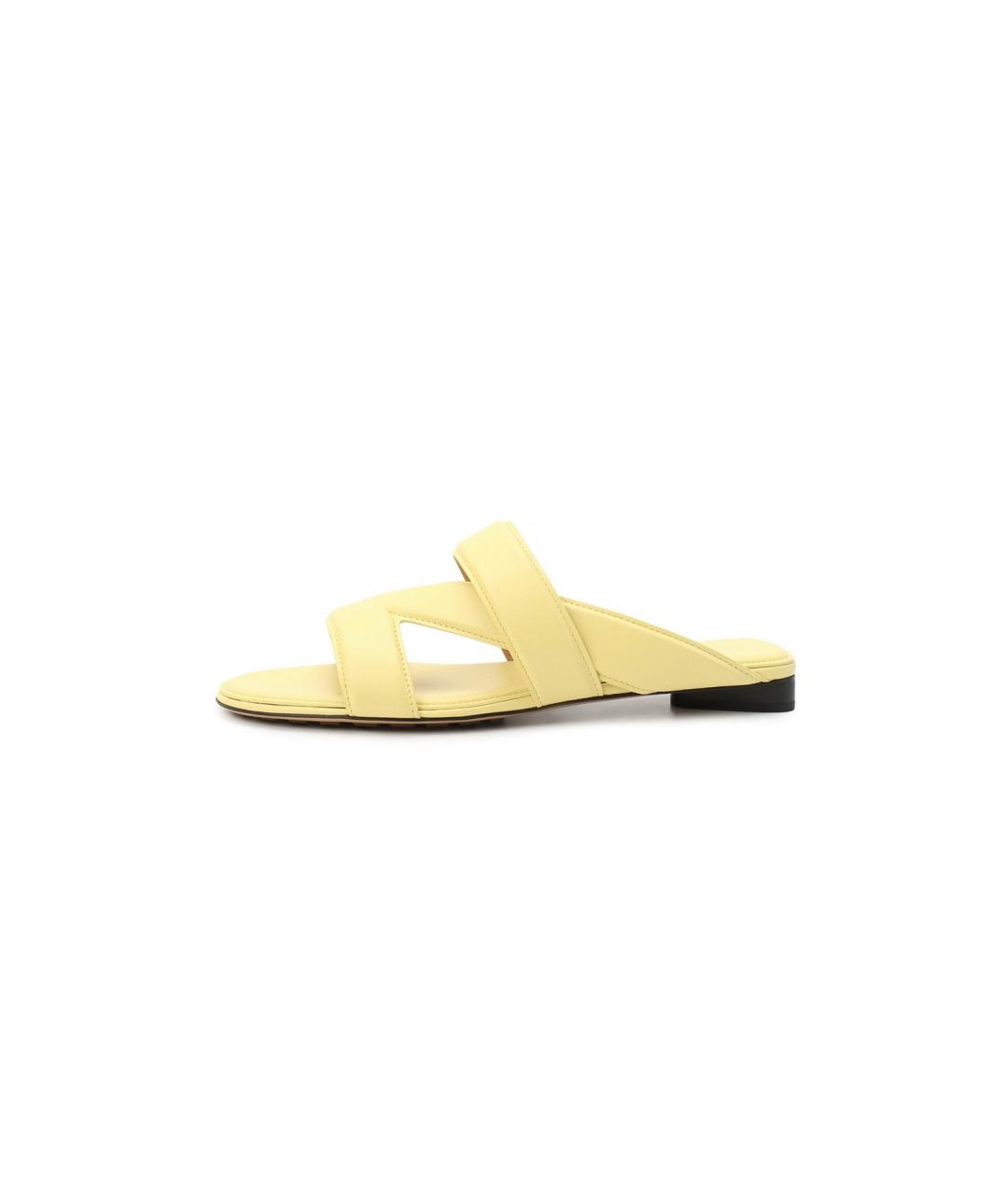 BOTTEGA VENETA Желтые кожаные шлепанцы, фото 6