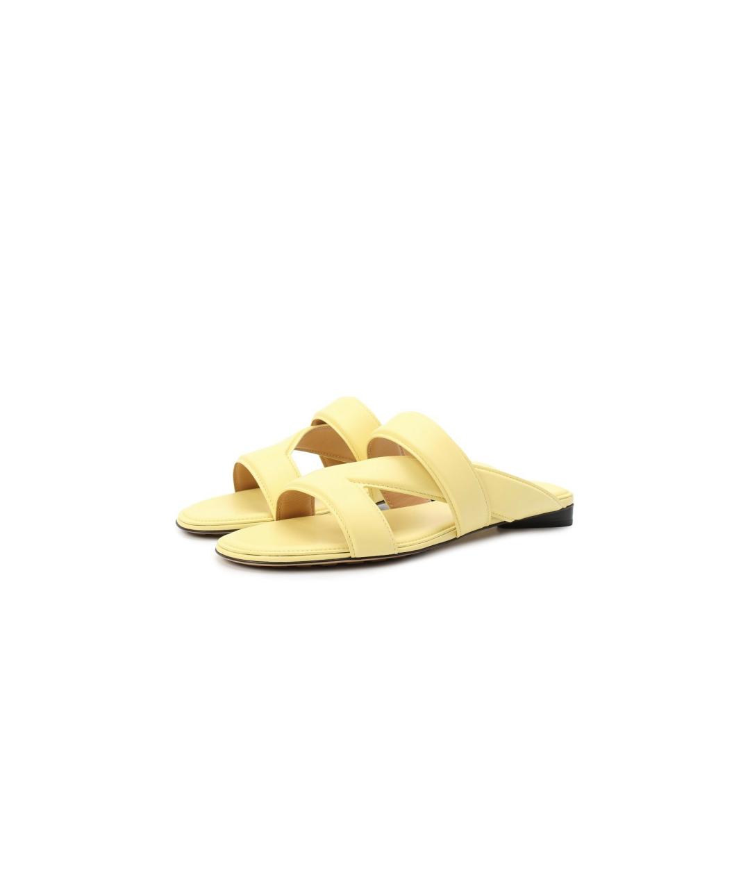 BOTTEGA VENETA Желтые кожаные шлепанцы, фото 2