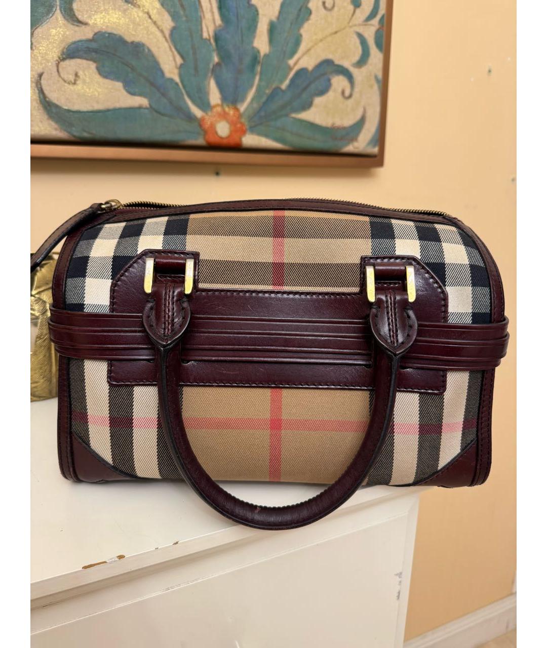 BURBERRY Коричневая кожаная сумка с короткими ручками, фото 2