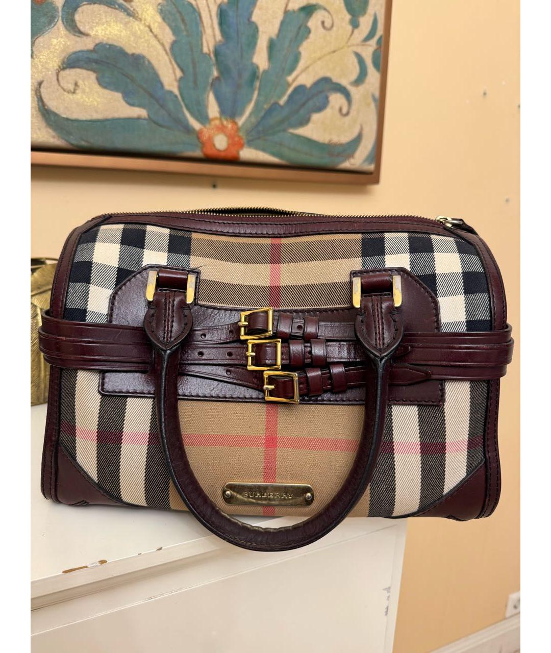 BURBERRY Коричневая кожаная сумка с короткими ручками, фото 1