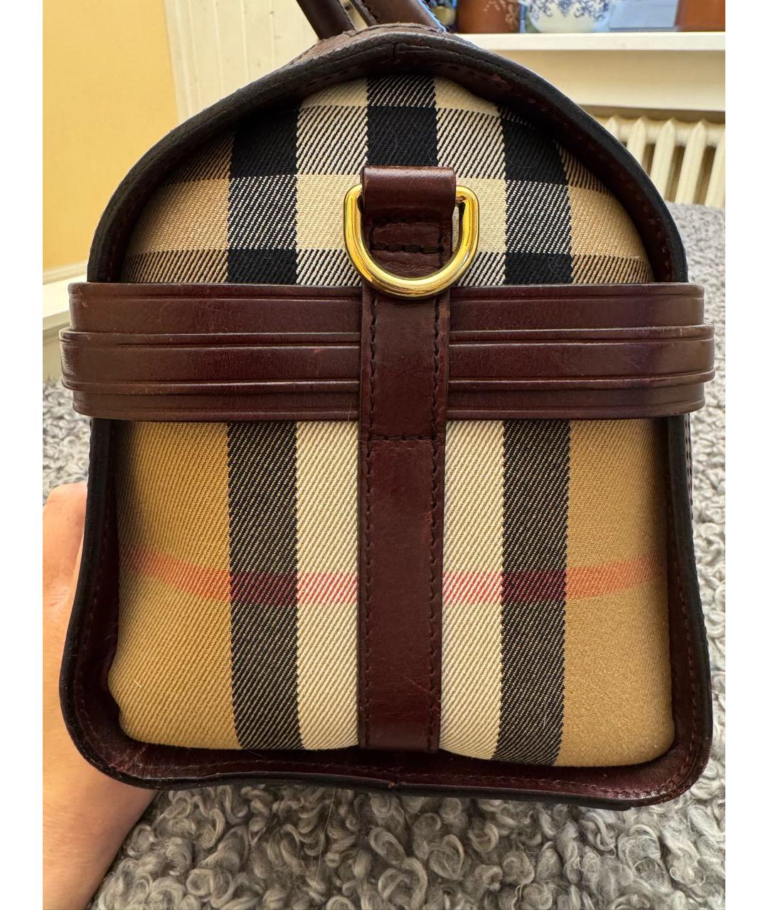 BURBERRY Коричневая кожаная сумка с короткими ручками, фото 4