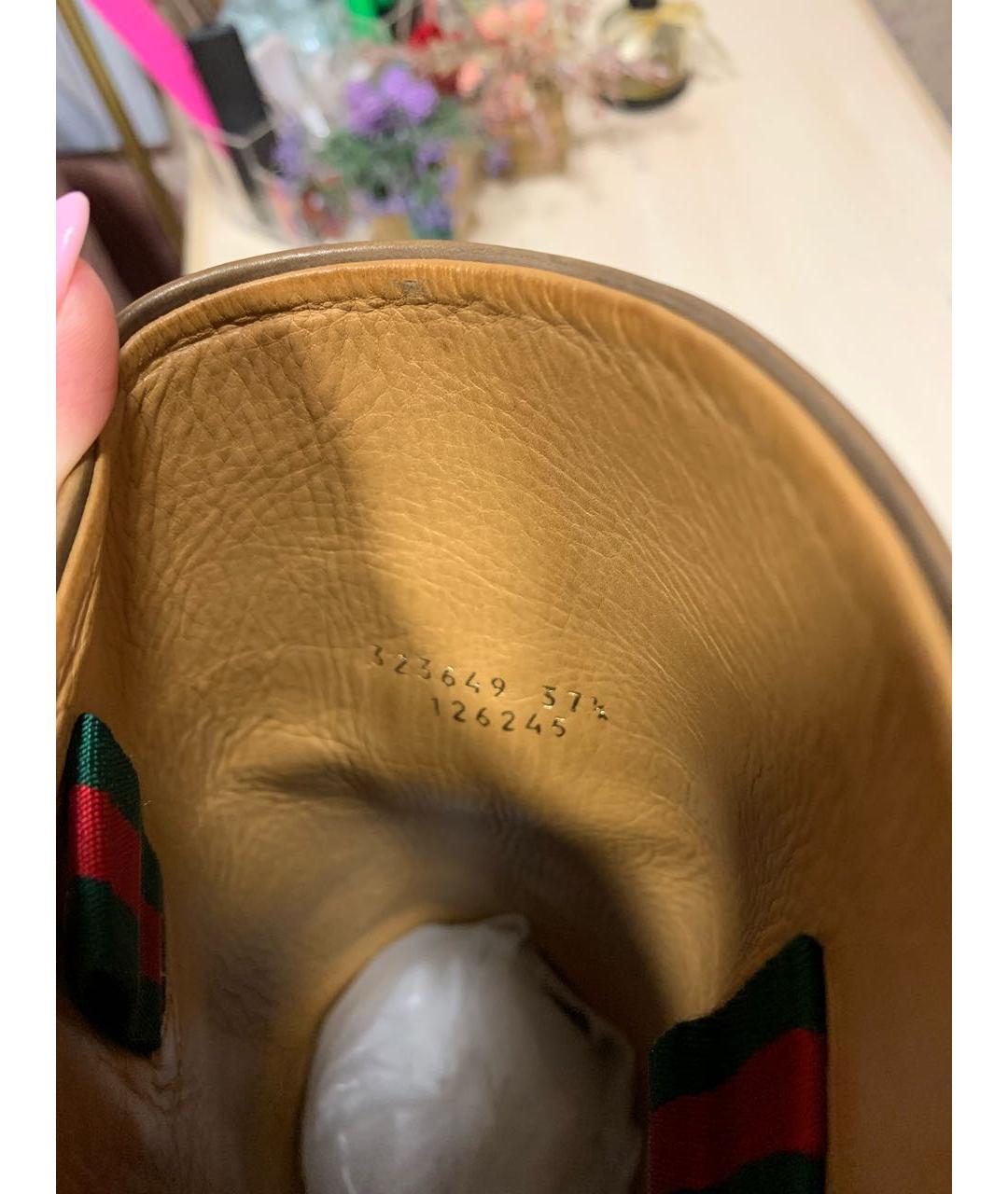 GUCCI Коричневые кожаные сапоги, фото 6