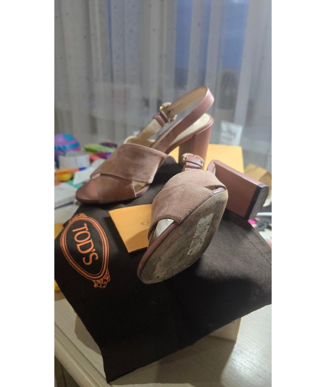 TOD'S Розовые замшевые босоножки, фото 5