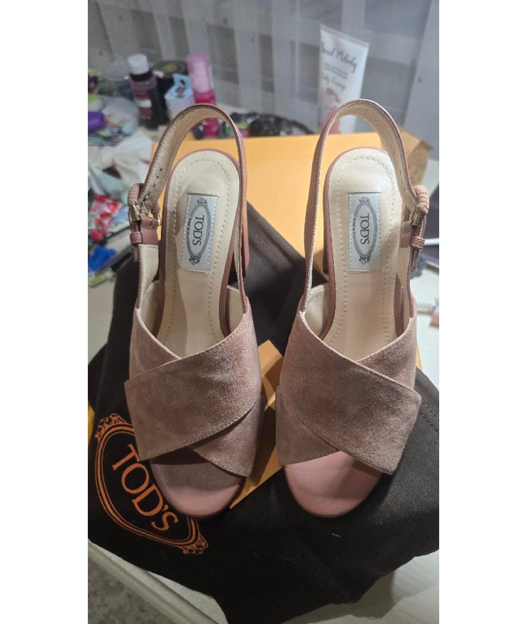 TOD'S Розовые замшевые босоножки, фото 2
