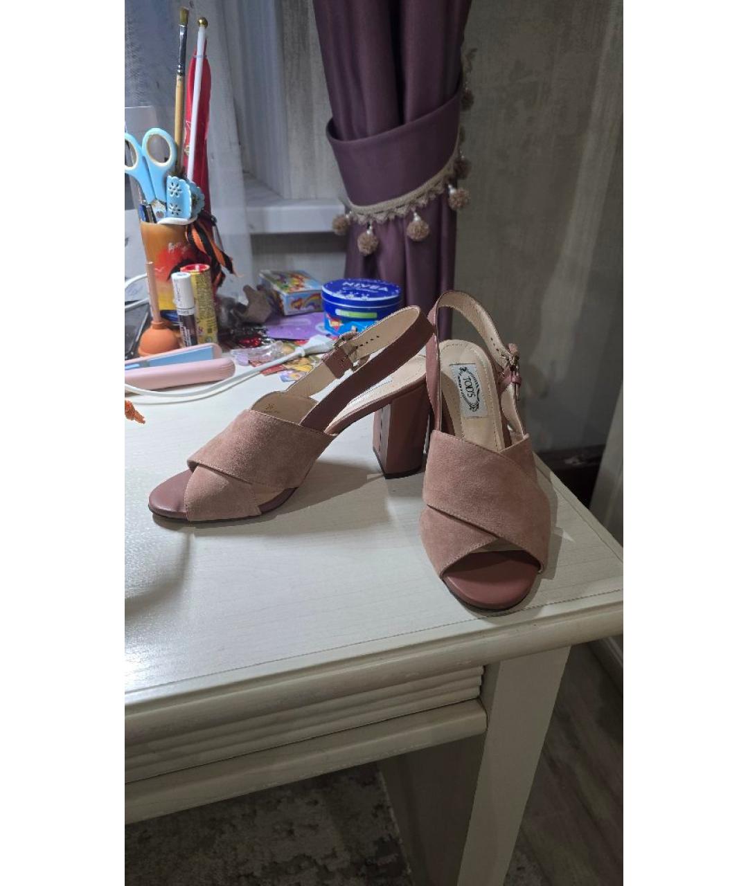 TOD'S Розовые замшевые босоножки, фото 8