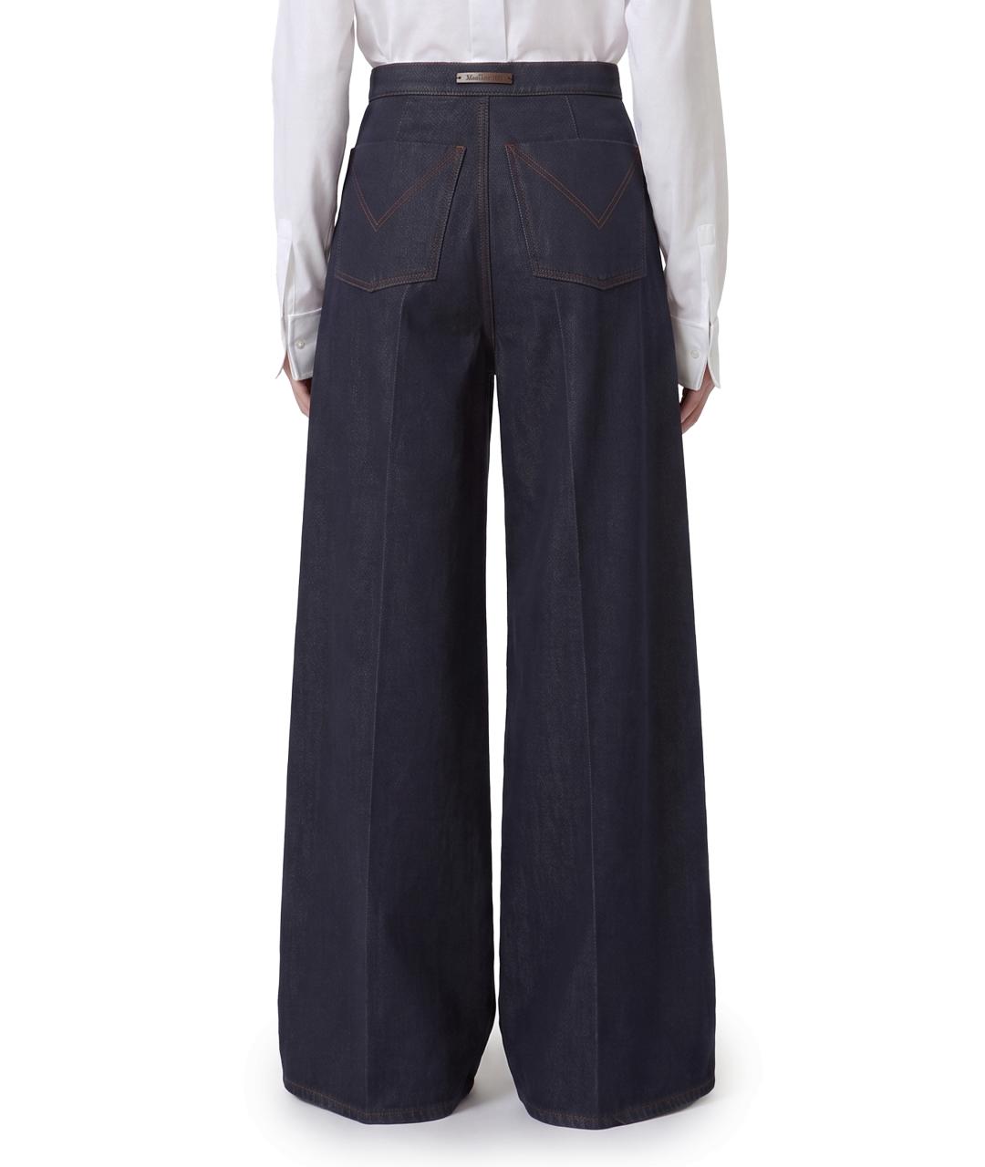 MAX MARA Синие хлопковые прямые брюки, фото 3